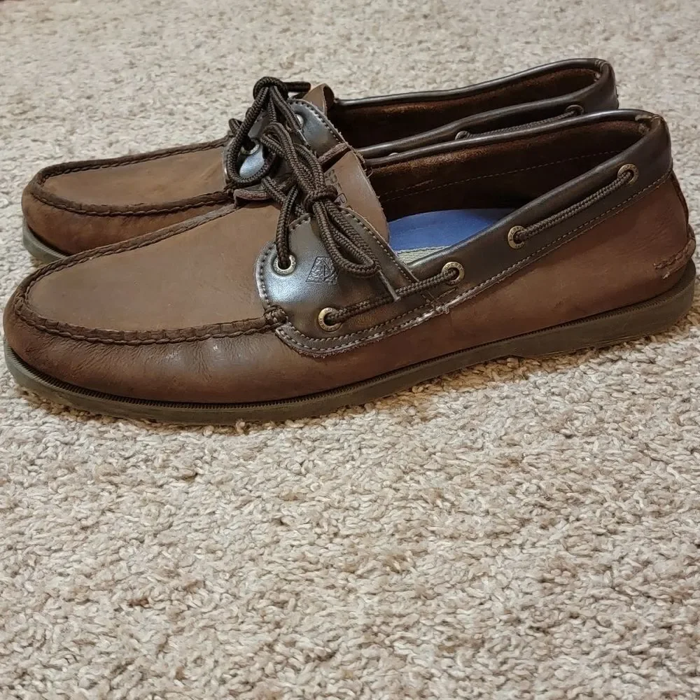 Sperry Leeward 2 Eyelet Brown Leather Boat Deck Shoes Size 13